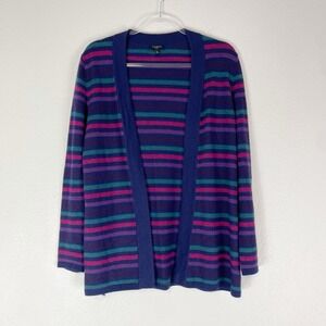 Talbots Petites Cardigan Sweater Small Petite Stripe Lambswool Blend Preppy SP
